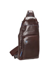 PIQUADRO BLUE SQUARE Mochila bandolera de piel con soporte para mini tablet CAOBA - Bandoleras Hombre - 5