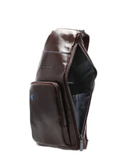 PIQUADRO BLUE SQUARE Mochila bandolera de piel con soporte para mini tablet CAOBA - Bandoleras Hombre - 6