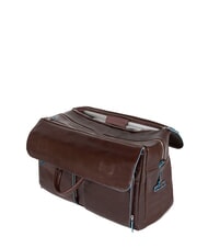PIQUADRO BLUE SQUARE Bolsa de lona de cuero, soporte para portátil de 15" CAOBA - Bolsas de viaje - 4