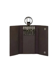 PIQUADRO BLACK SQUARE Estuche de cuero para llaves con 6 ganchos - Llaveros