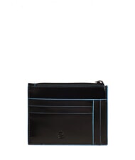 PIQUADRO BLUE SQUARE Tarjetero / monedero de cuero negro - Carteras Hombre - 2