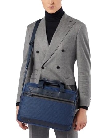 TRAKAI Malet&iacute;n de piel y tela para port&aacute;til de 14" azul - Maletines de Trabajo