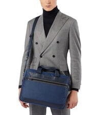 PIQUADRO TRAKAI Malet&iacute;n de piel y tela para port&aacute;til de 14" azul - Maletines de Trabajo - 8