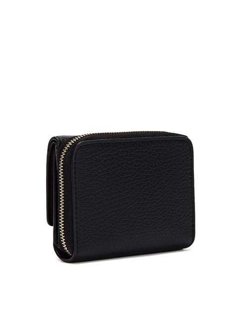 IDEA Cartera compacta de cuero negro - Carteras Mujer