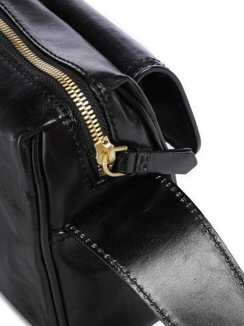 FLORA Bolso bandolera de piel con bolsillo Oro negro - Bolsos Mujer