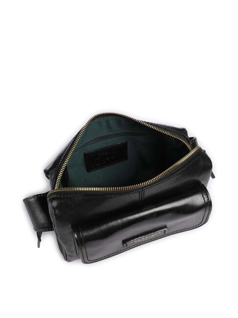 FLORA Bolso bandolera de piel con bolsillo Oro negro - Bolsos Mujer