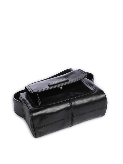 FLORA Bolso bandolera de piel con bolsillo Oro negro - Bolsos Mujer