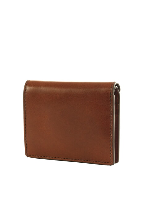 GIACOMO Tarjetero de piel con solapa Marr&oacute;n / Rutenio - Carteras Hombre