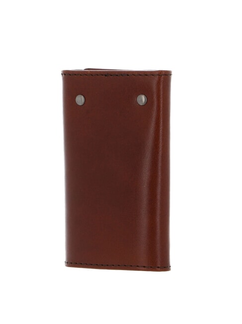 GIACOMO Estuche de cuero para llaves Marr&oacute;n / Rutenio - Llaveros