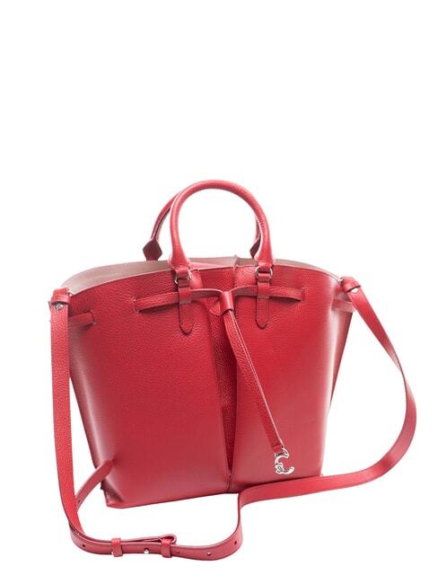 FLORES Bolso tote mediano de piel martillada sangr&iacute;a - Bolsos Mujer