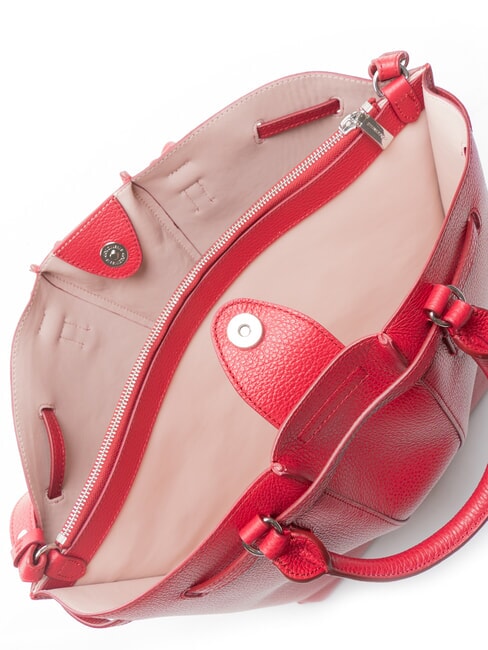 FLORES Bolso tote mediano de piel martillada sangr&iacute;a - Bolsos Mujer