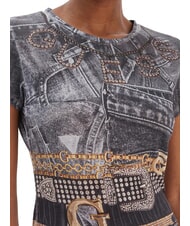 GUESS BELT WRAPPED Camiseta de corte entallado con estampado integral negro azabache multi - camiseta - 3