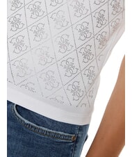 GUESS MOCK NECK ALL OVER 4G Camiseta slim fit con pedrería purwhite - camiseta - 4