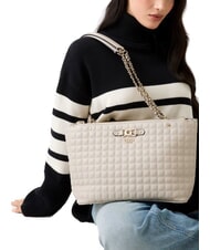 GUESS NADIRA Bolso de hombro gris topo claro - Bolsos Mujer - 4