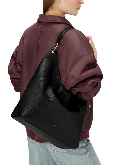 LARA Bolso bandolera de piel negro - Bolsos Mujer