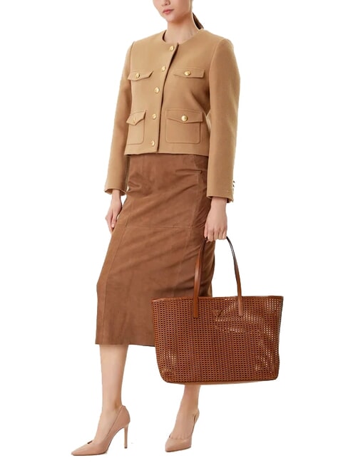 BRIGITTA Bolso shopper tejido con clutch COGNAC - Bolsos Mujer