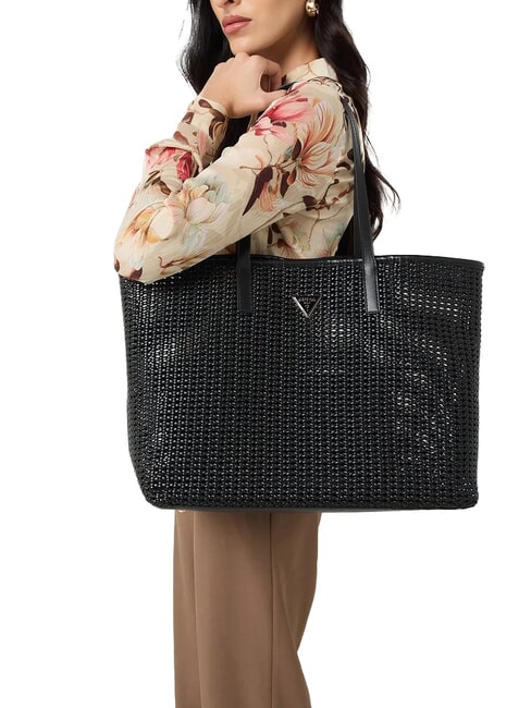 BRIGITTA Bolso shopper tejido con clutch NEGRO - Bolsos Mujer