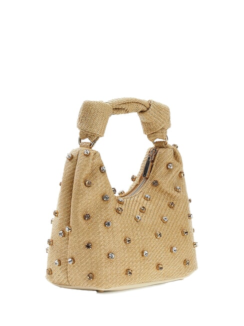 ISOTTA Bolso bandolera de rafia con aplicaciones de joya lalie belleza natural - Bolsos Mujer