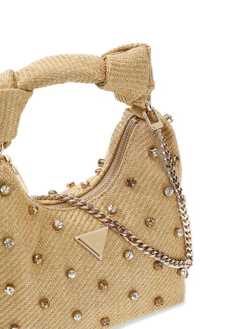 ISOTTA Bolso bandolera de rafia con aplicaciones de joya lalie belleza natural - Bolsos Mujer