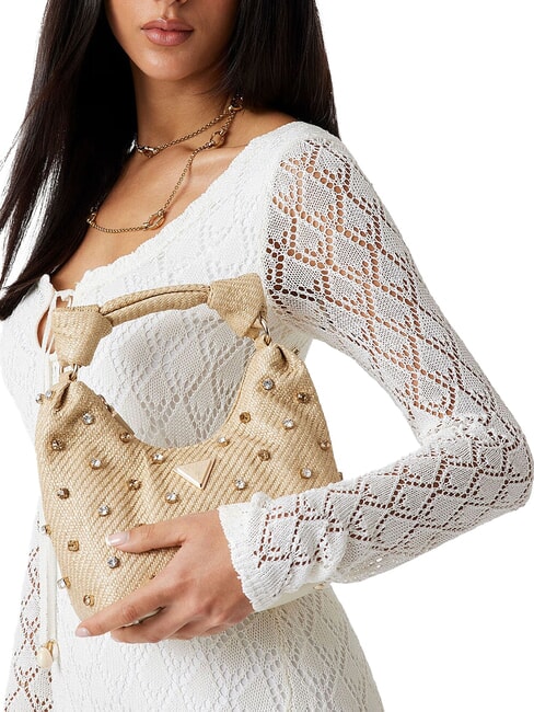 ISOTTA Bolso bandolera de rafia con aplicaciones de joya lalie belleza natural - Bolsos Mujer