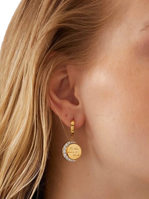 MOON PHASES Pendientes con medalla y cristales oro amarillo - Pendientes