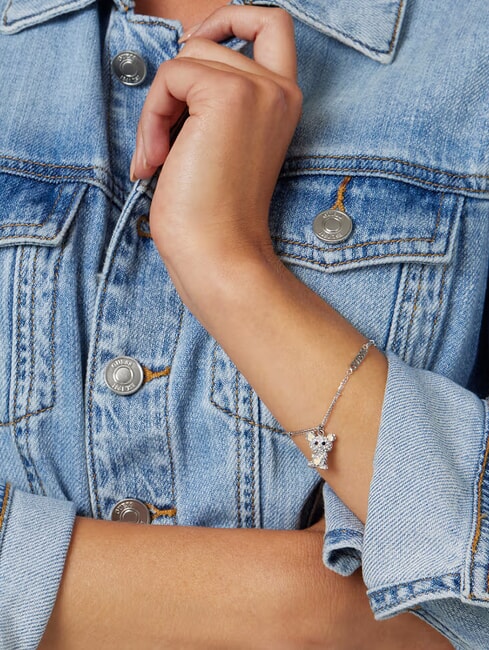 VINTAGE Pulsera con dije de Mickey Mouse rodio / claro - Pulseras