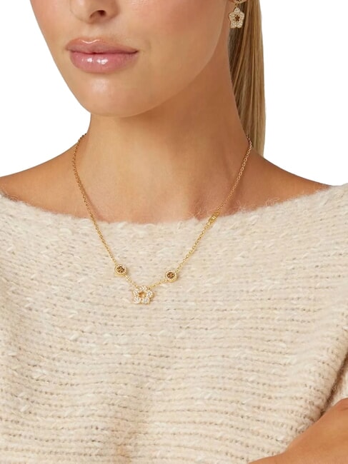 SHINING WINTER Collar con flores y cristales oro amarillo - Collares