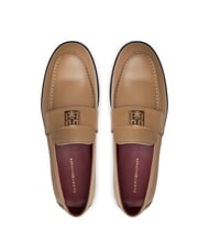 TOMMY HILFIGER THE LEATHER CLASSIC Mocasines de piel para mujer caqui - Zapatos Mujer - 4