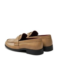 TOMMY HILFIGER THE LEATHER CLASSIC Mocasines de piel para mujer caqui - Zapatos Mujer - 5