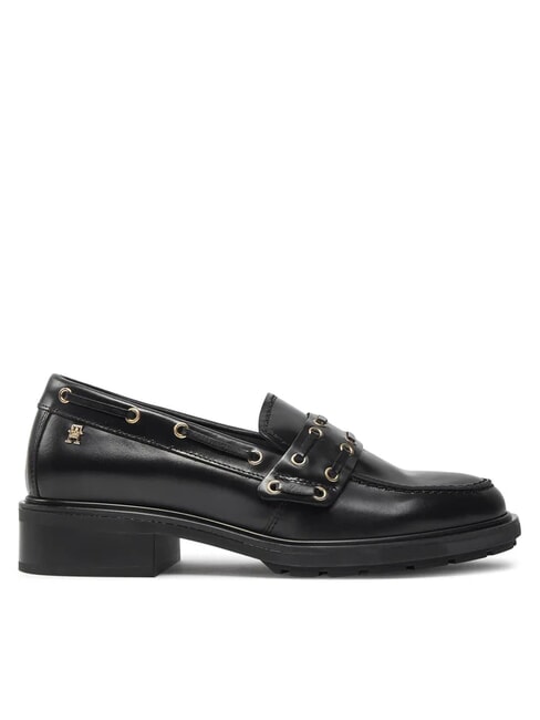 CHUNKY NAUTICAL EYELETS  mocasines de cuero negro - Zapatos Mujer