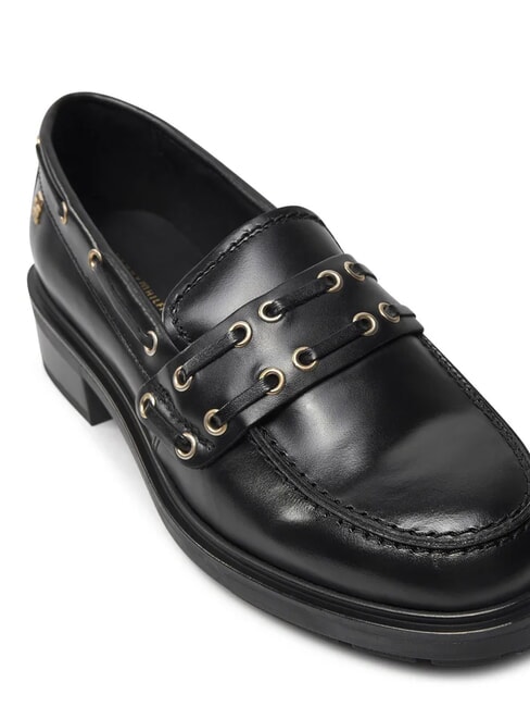 CHUNKY NAUTICAL EYELETS  mocasines de cuero negro - Zapatos Mujer