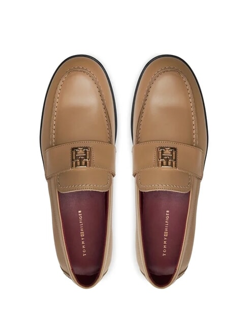 THE LEATHER CLASSIC Mocasines de piel para mujer caqui - Zapatos Mujer