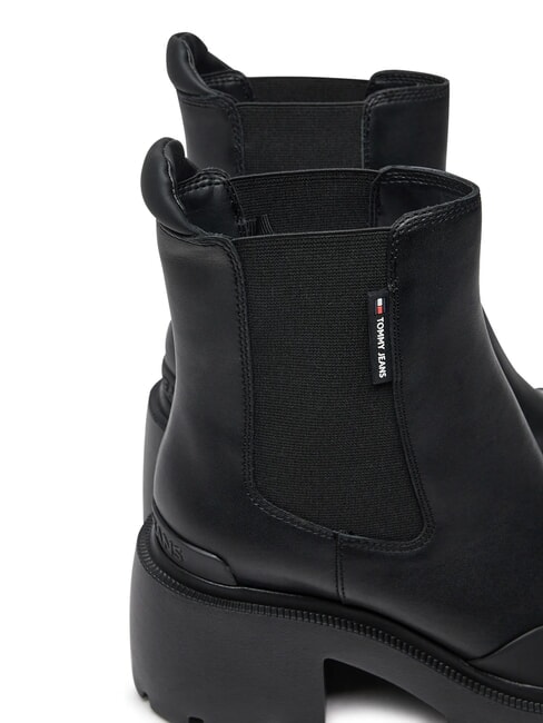 TH JEANS Botines de piel con tac&oacute;n medio negro - Zapatos Mujer