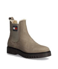 TOMMY HILFIGER TH JEANS Botines de piel nobuk caqui - Zapatos Mujer - 3