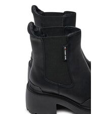 TOMMY HILFIGER TH JEANS Botines de piel con tac&oacute;n medio negro - Zapatos Mujer - 3