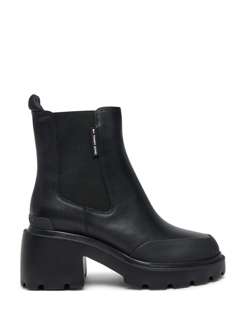 TH JEANS Botines de piel con tac&oacute;n medio negro - Zapatos Mujer