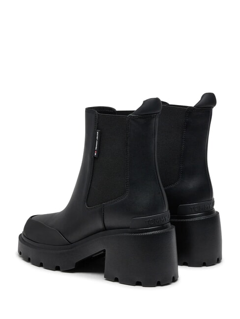 TH JEANS Botines de piel con tac&oacute;n medio negro - Zapatos Mujer