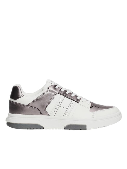 TOMMY JEANS Zapatillas de cuero plata blanca - Zapatos Mujer