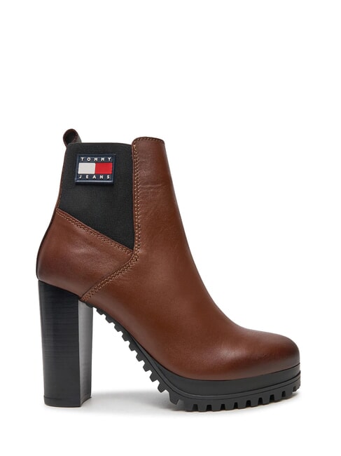 TJW NEW ESS HIGH HEEL Botines de piel con tac&oacute;n de bloque marr&oacute;n - Zapatos Mujer