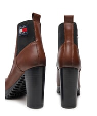 TOMMY HILFIGER TJW NEW ESS HIGH HEEL Botines de piel con tac&oacute;n de bloque marr&oacute;n - Zapatos Mujer - 5