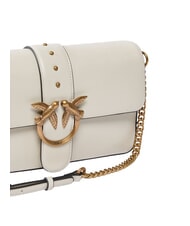 PINKO LOVE ONE CLASSIC SLOUCHY Bolso de hombro de piel blanco seda-oro antiguo - Bolsos Mujer - 3