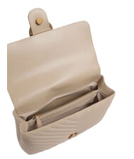 PINKO CLASSIC LADY LOVE BAG bolsa de chevr&oacute;n beige-gris ahumado-oro antiguo - Bolsos Mujer - 3