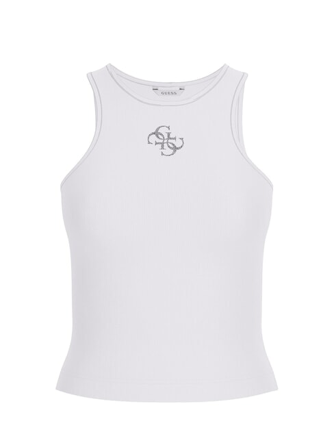 NEW SL ROUND GUENDALINA camiseta sin mangas con logo 4G de strass purwhite - camiseta