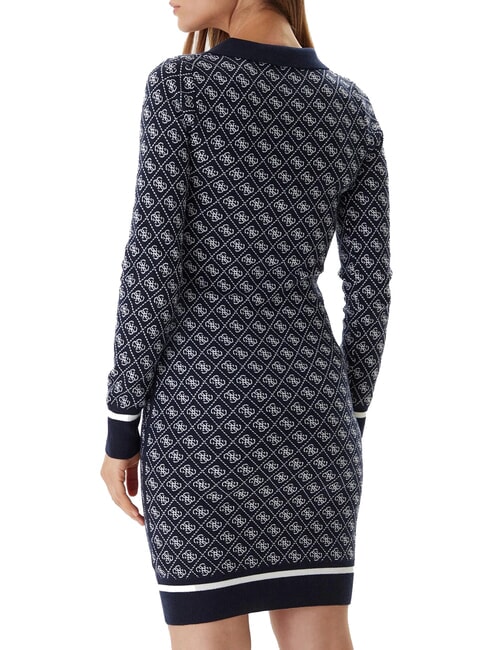 AUBREY Vestido de punto 4g azul y crema - Ropa de mujer