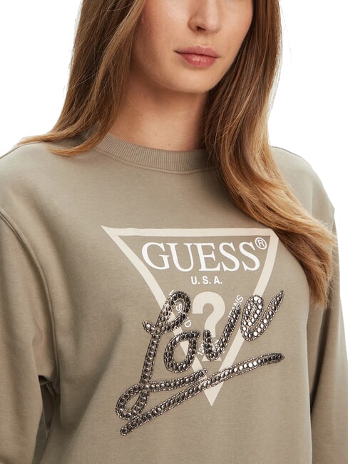 STUDDED LOVE Sudadera de cuello redondo con estampado de tachuelas hoja de salvia - Sudaderas de mujer