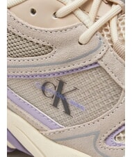 CALVIN KLEIN RETRO TENNIS Zapatillas de malla y piel de ante beige - Zapatos Mujer - 3