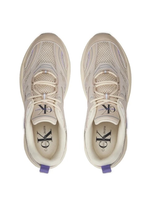 RETRO TENNIS Zapatillas de malla y piel de ante beige - Zapatos Mujer