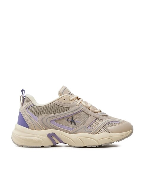 RETRO TENNIS Zapatillas de malla y piel de ante beige - Zapatos Mujer