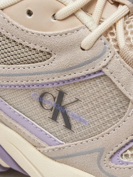 RETRO TENNIS Zapatillas de malla y piel de ante beige - Zapatos Mujer