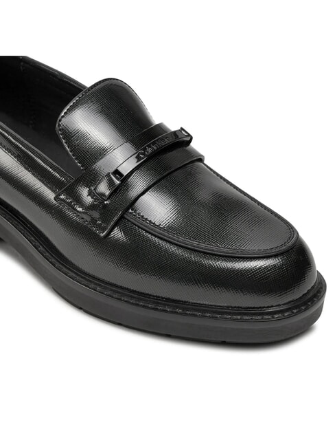 LOAFER BAR SAFF Mocasines de piel con inserto saffiano negro - Zapatos Mujer